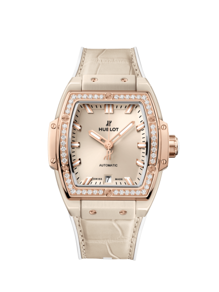 HUBLOT SPIRIT OF BIG BANG BEIGE CERAMIC KING GOLD DIAMONDS